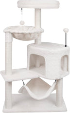YUNIQUE Árbol para gatos de 39.4 pulgadas con condominio para gatos y hamaca grande, beige