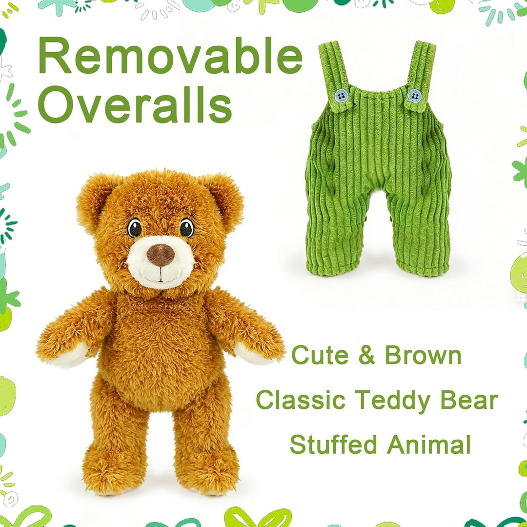 JUSTQUNSEEN Lindo oso de peluche para bebé con overol verde, muñeca...