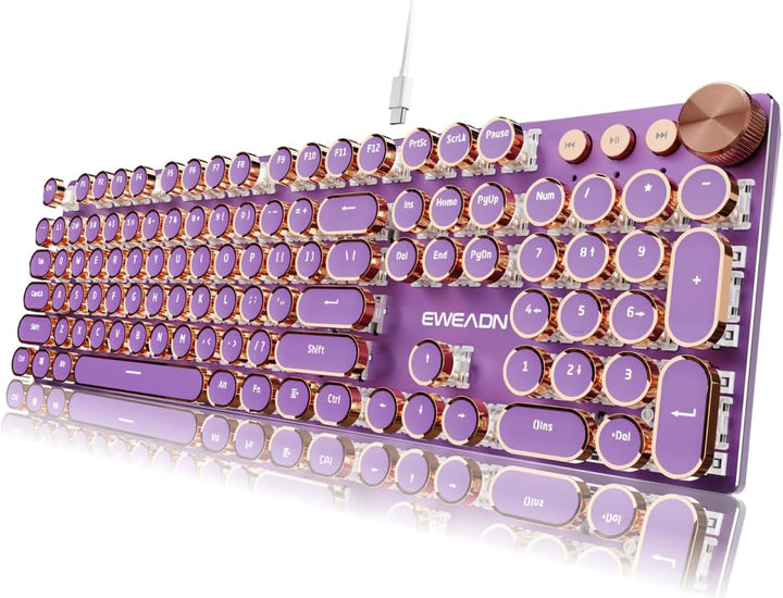 Teclado mecánico estilo máquina de escribir EWEADN, teclados de máq...