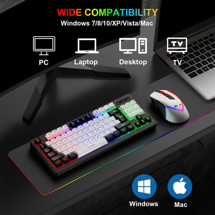 Combo de teclado y mouse para juegos BlueFinger inalámbrico, baterí...
