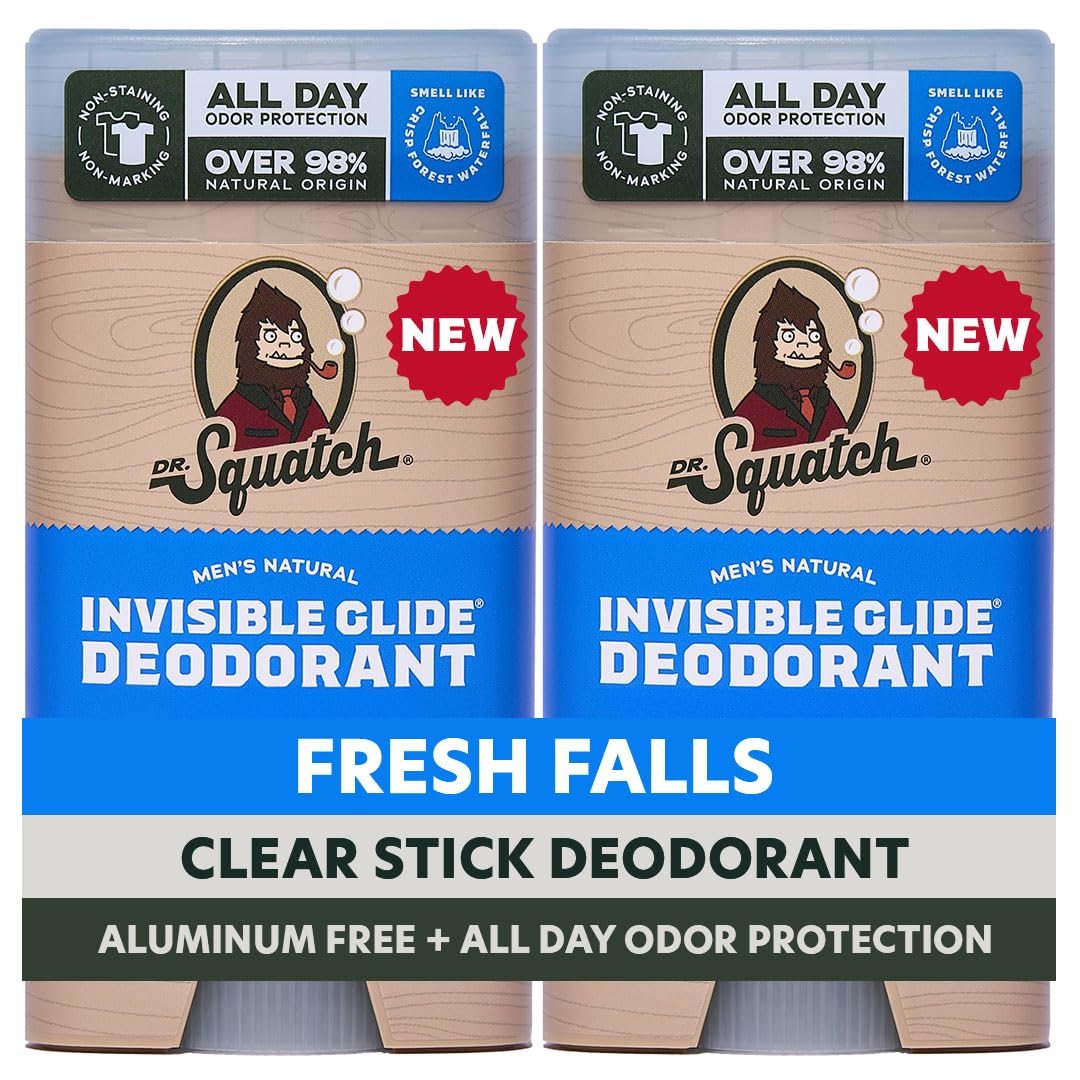 Dr. Squatch Invisible Glide Natural Desodorante para hombre, desliz...