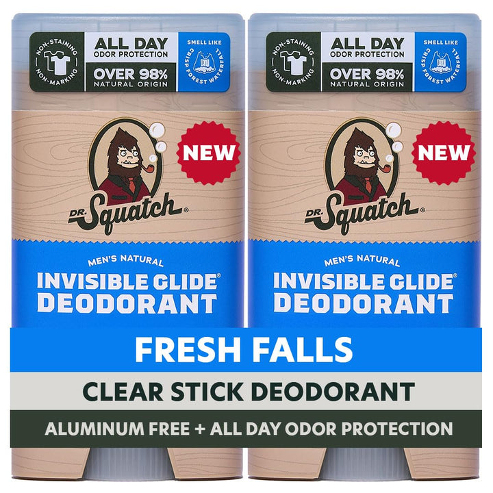 Dr. Squatch Invisible Glide Natural Desodorante para hombre, desliz...