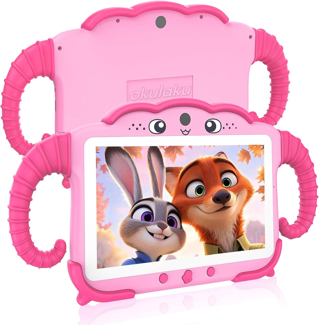 Tableta infantil de 7 pulgadas y 32 GB con funda protectora, WiFi, Púrpura