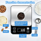 IP67 - Escala digital impermeable para cocina, 22.0 lbs/0.00 oz, báscula de alimentos de alta precisión con plataforma de acero inoxidable 304 recargable tipo C, función de tara y conteo para hornear