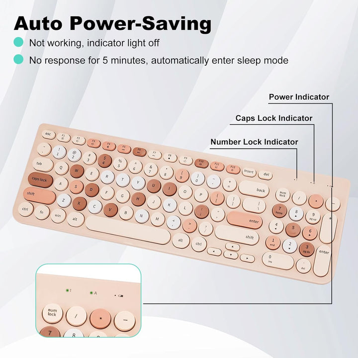 Combo de teclado y mouse inalámbricos, teclado retro de máquina de...