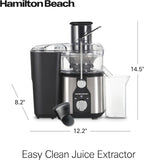 Hamilton Beach Extractor de jugo fácil de limpiar con herramienta de limpieza fácil de barrer, canal de boca grande de 3 pulgadas, R67870 (renovado)