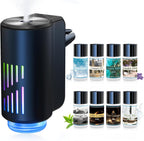 Difusor de ambientador de automóvil, ambientador inteligente para automóvil con tres modos de luz ajustables, aromatizante recargable para carro con 8 piezas de aceite esencial, de larga duración