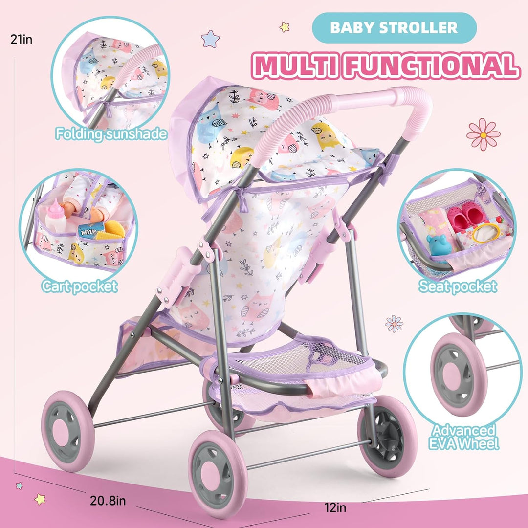 Juego de cochecito de bebé con muñeca de bebé de 125