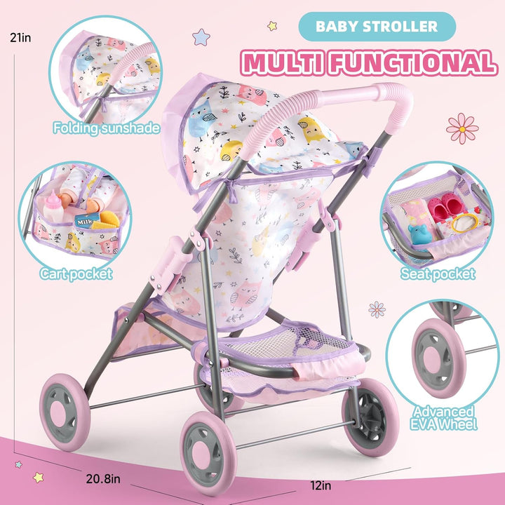 Juego de cochecito de bebé con muñeca de bebé de 125