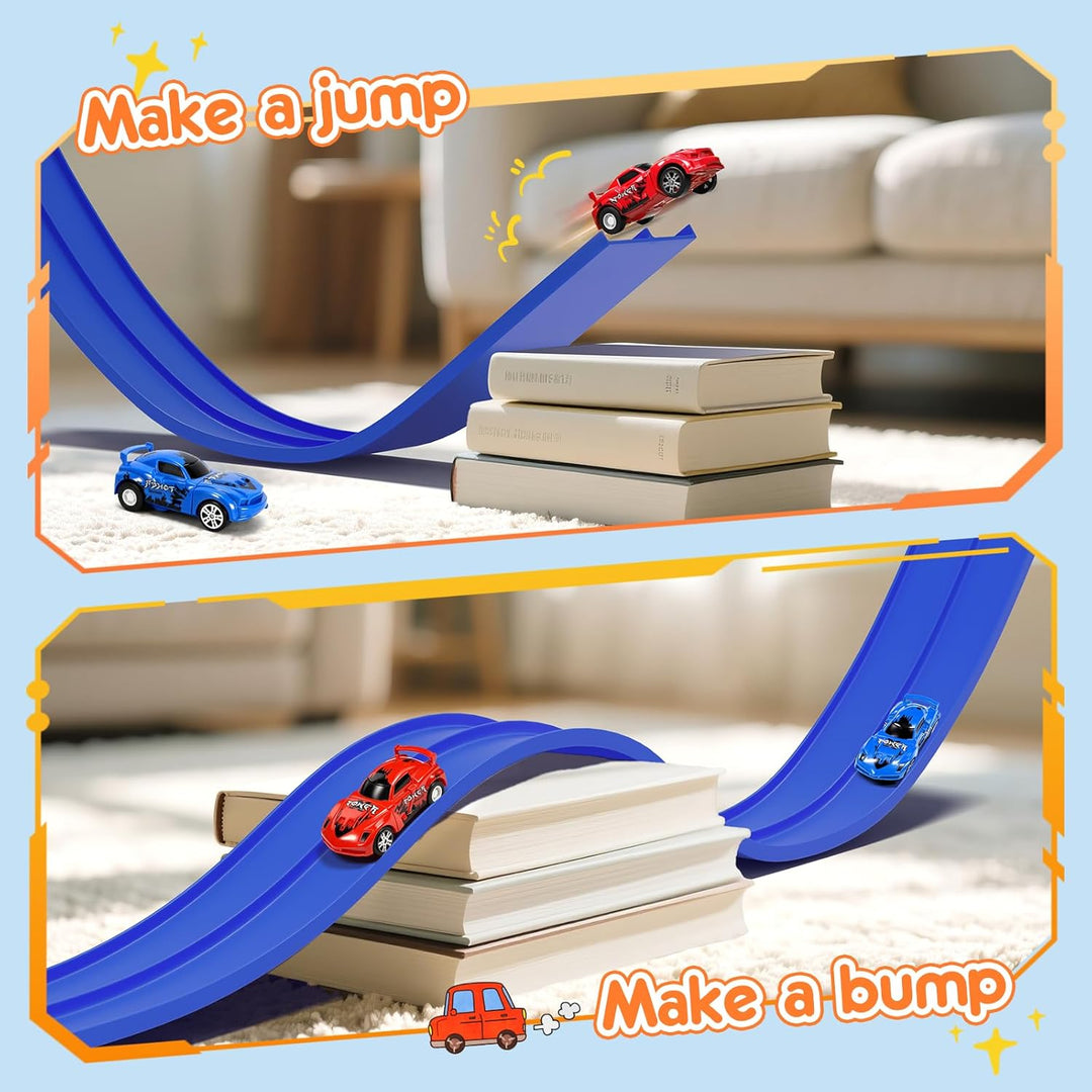 KETIEE Flex Tracks de 16 pies para niños: pista de rampa de carrera...