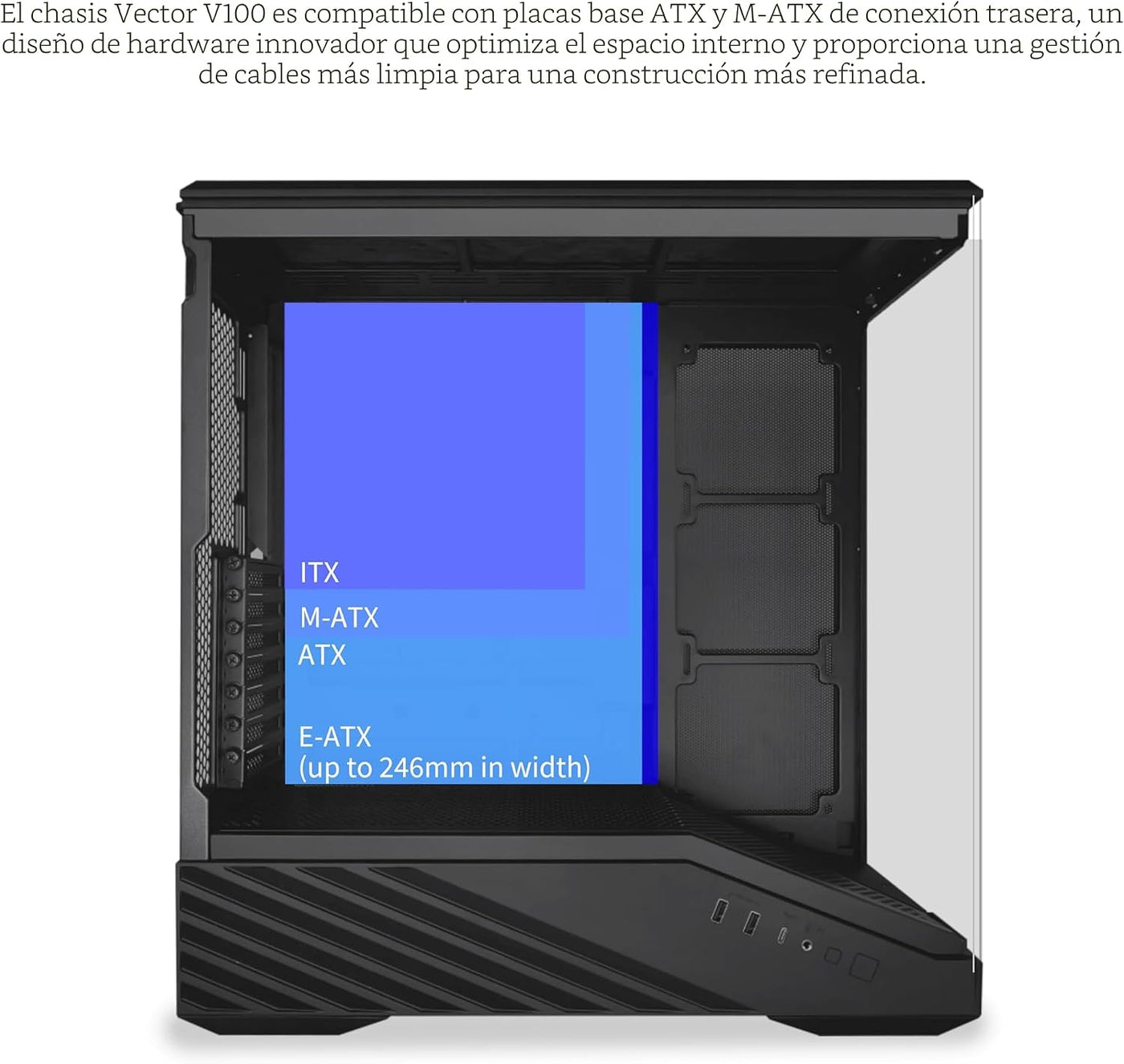 Lian Li V100 ATX semitorre para PC con tira LED RGB, diseño de plat...