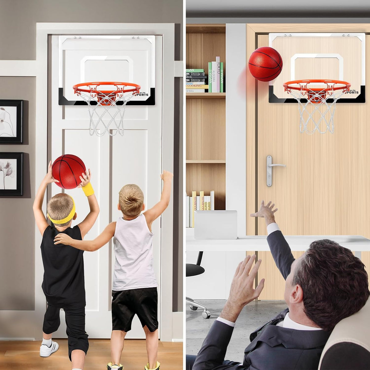 Juego de aros de baloncesto para interiores para niños, aros de
