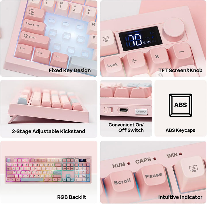 EPOMAKER Aula S102 PRO Membrane Gaming Keyboard with TFT Screen, Vo...