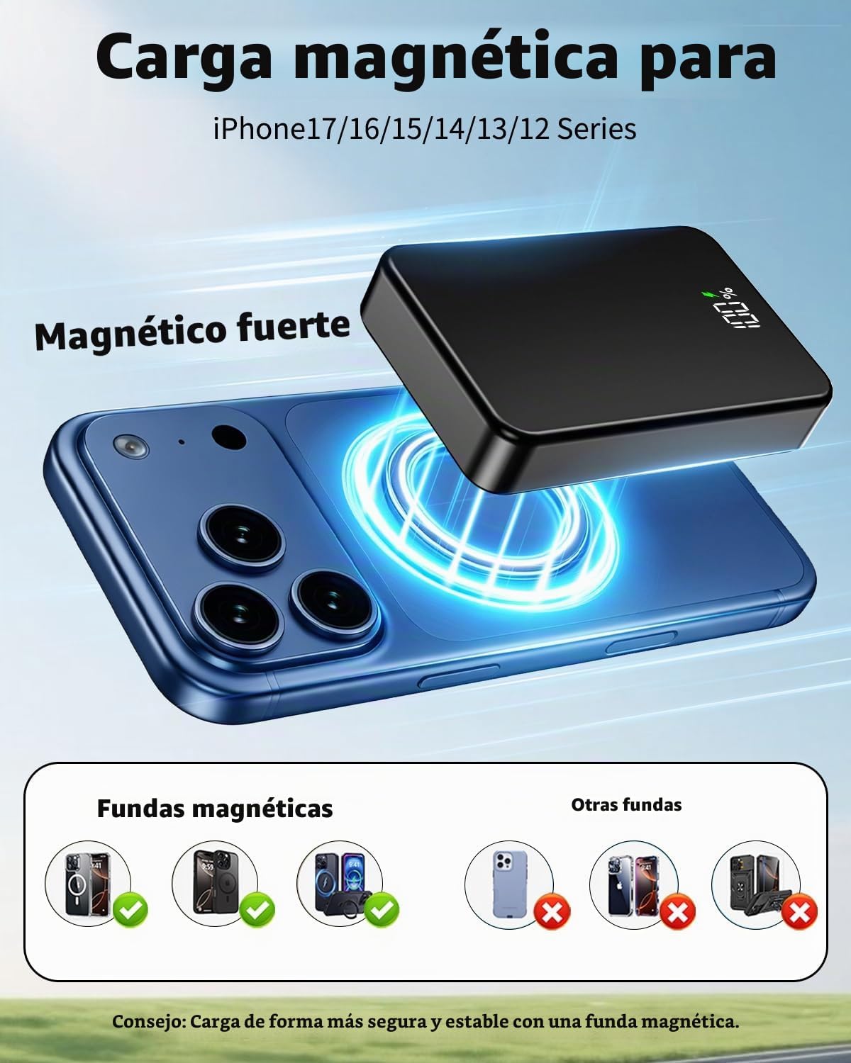 ZIKIHAA Banco de energía magnético de 26800 mAh para cargador portá...