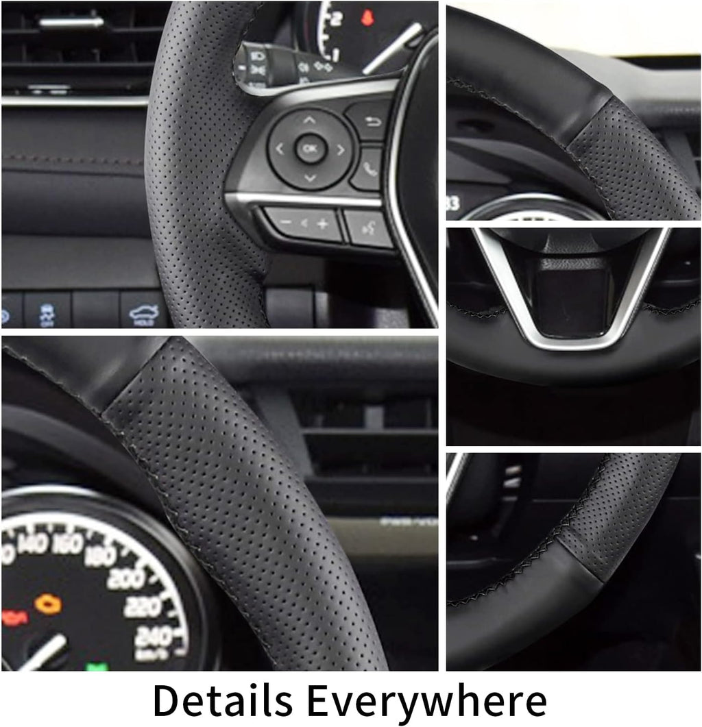 Funda de Volante Cosida a Mano, Compatible con Toyota RAV4 SUV 2019-2024 / Avalon 2019-2022 / Camry 2018-2024 / Corolla 2020-2025, Funda de Volante de Microfibra de Cuero con Envoltura