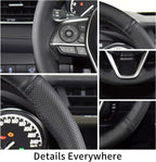 Funda de Volante Cosida a Mano, Compatible con Toyota RAV4 SUV 2019-2024 / Avalon 2019-2022 / Camry 2018-2024 / Corolla 2020-2025, Funda de Volante de Microfibra de Cuero con Envoltura