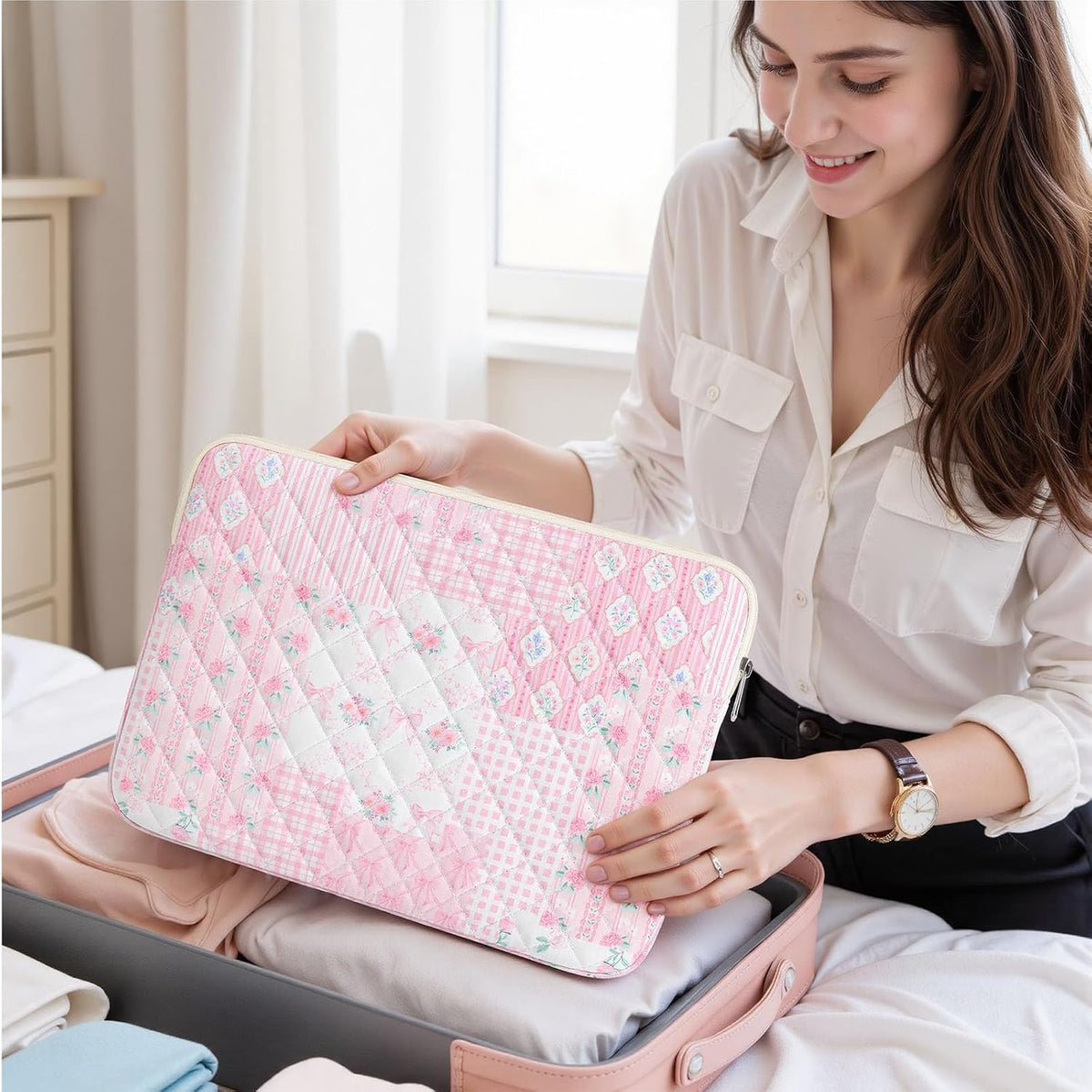 Shiprabags Funda acolchada de algodón para laptop de 15.6 pulgadas...