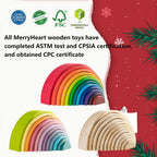 Juguete apilable de madera arco iris, juego de 12 bloques de construcción de madera, juguetes Waldorf para niños pequeños, juguete educativo a juego de aprendizaje