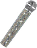 Micrófono falso con diamantes de imitación brillantes, micrófono de juego de plástico con purpurina para disfraz de fiesta de cosplay (color AB)