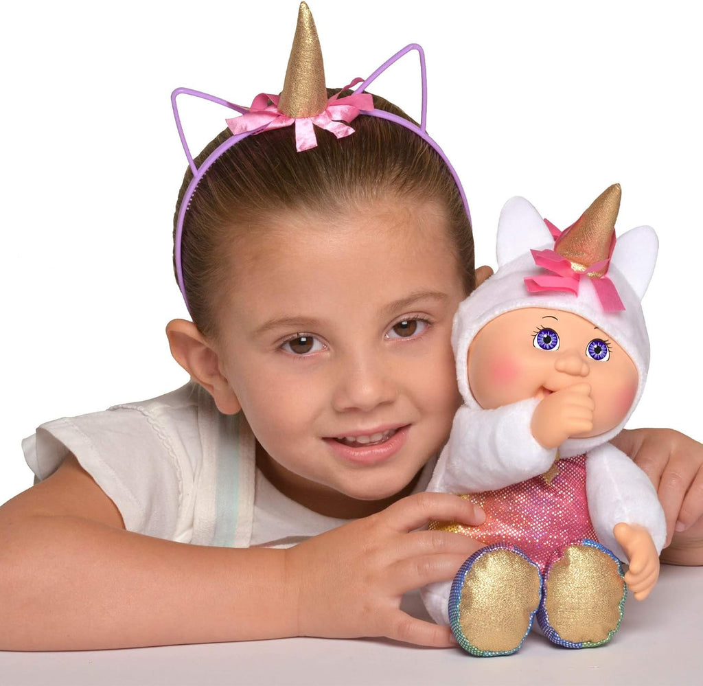 Cabbage Patch Kids CPK and Me - Muñeca de unicornio brillante de 9 pulgadas y accesorio de diadema de unicornio a juego