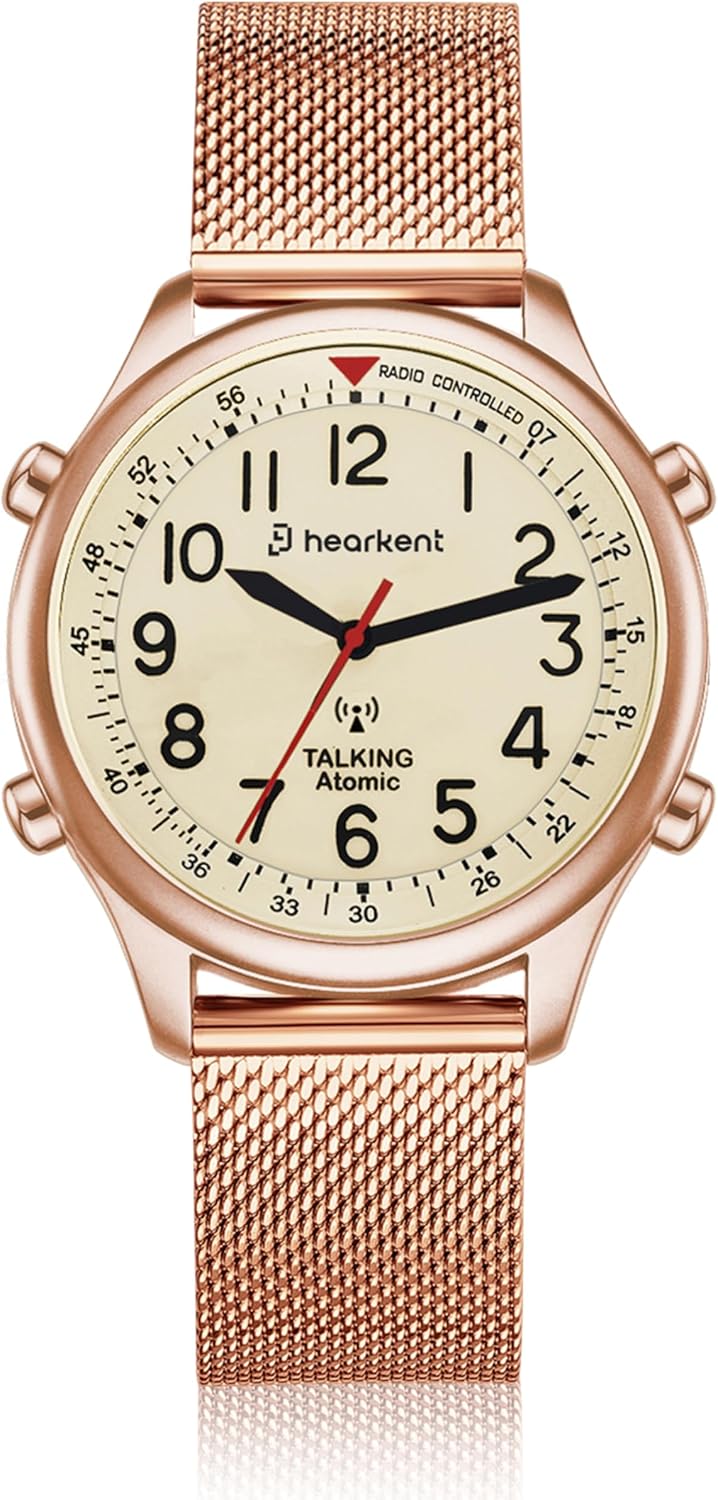 Hearkent Reloj atómico parlante para mujer, alto y claro, en inglés para personas mayores, ciegas, visualmente impariadas, regalo exquisito y elegante, 2004L