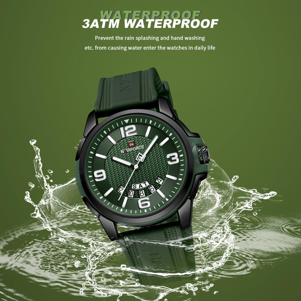 NAVIFORCE Reloj impermeable para hombres y mujeres, reloj de pulsera analógico con fecha automática, militar, deportivo, unisex, correa de silicona