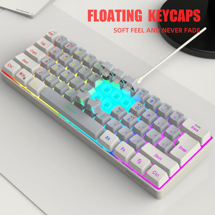 Snpurdiri - Teclado para videojuegos 60% con cable, pequeño, ultra...