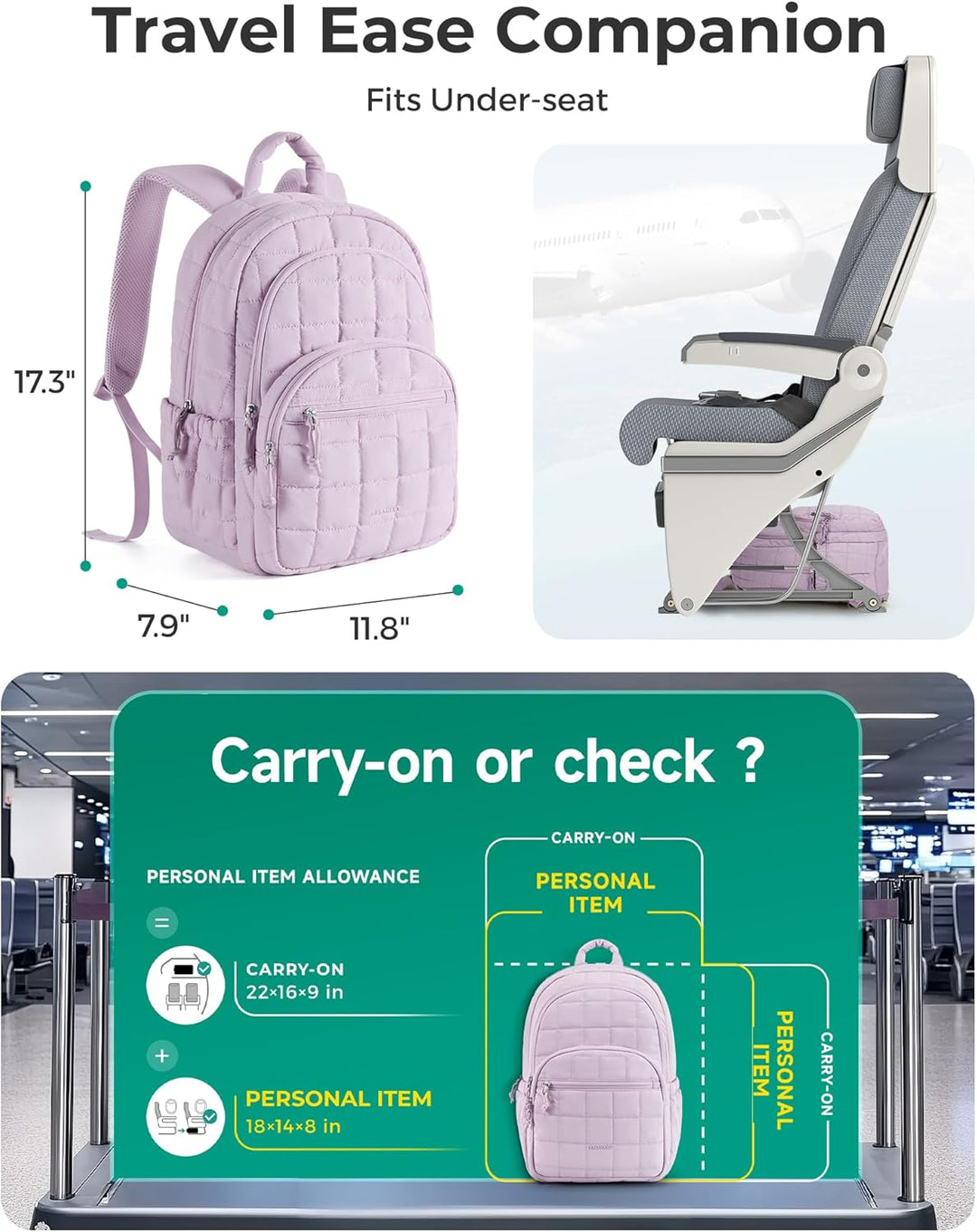 BAGSMART - Mochila universitaria para portátil, mochila de viaje pa...