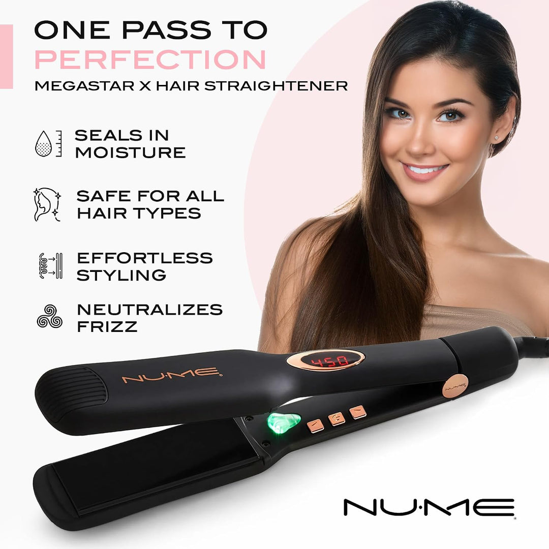 NuMe Megastar X - Plancha de turmalina para el cabello, plancha pla...