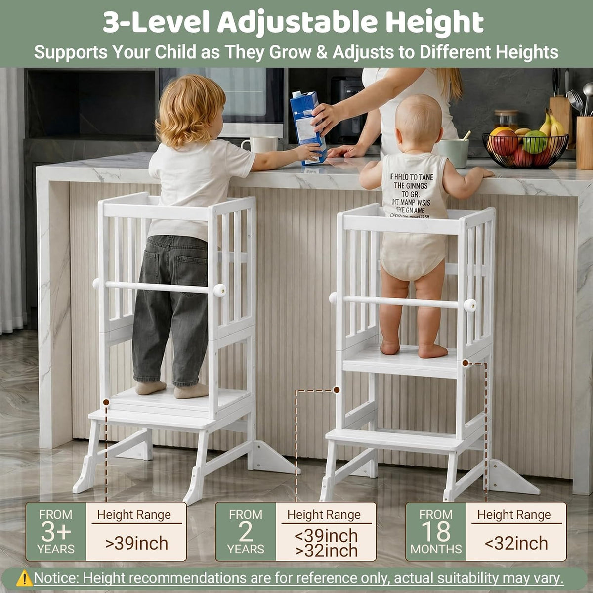 COSYLAND Torre de pie para niños pequeños, taburete de cocina de altura