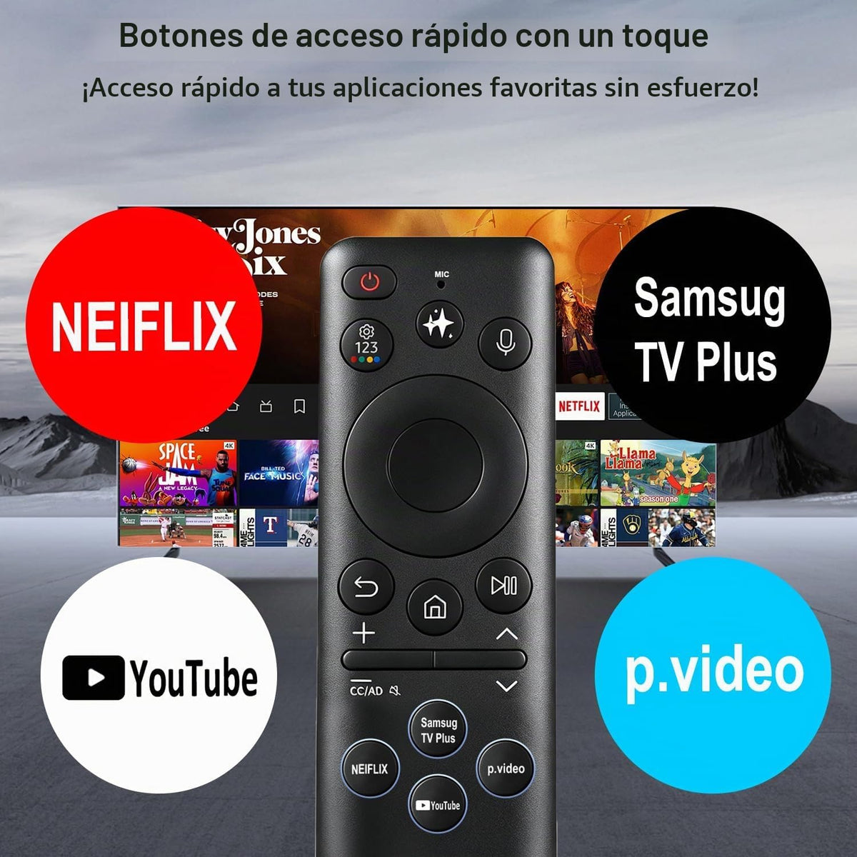 Reemplazo remoto para Samsung-Smart-TV, BN59-01480A, recargable solar y tipo C, control de voz e inteligencia artificial, compatible con televisores inteligentes Samsung 2025-2026