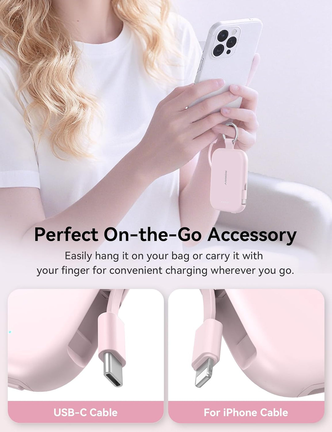 RORRY Cargador portátil, batería externa portátil de 5000mAh con ca...