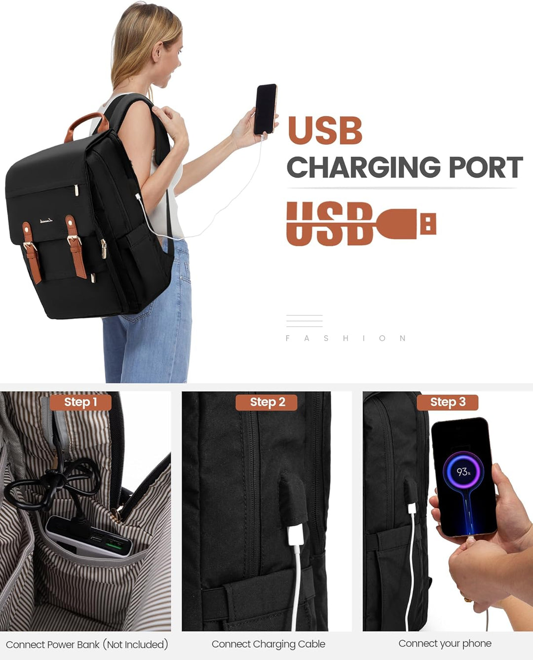 LOVEVOOK Mochila para computadora portátil para mujer, mochila de v...