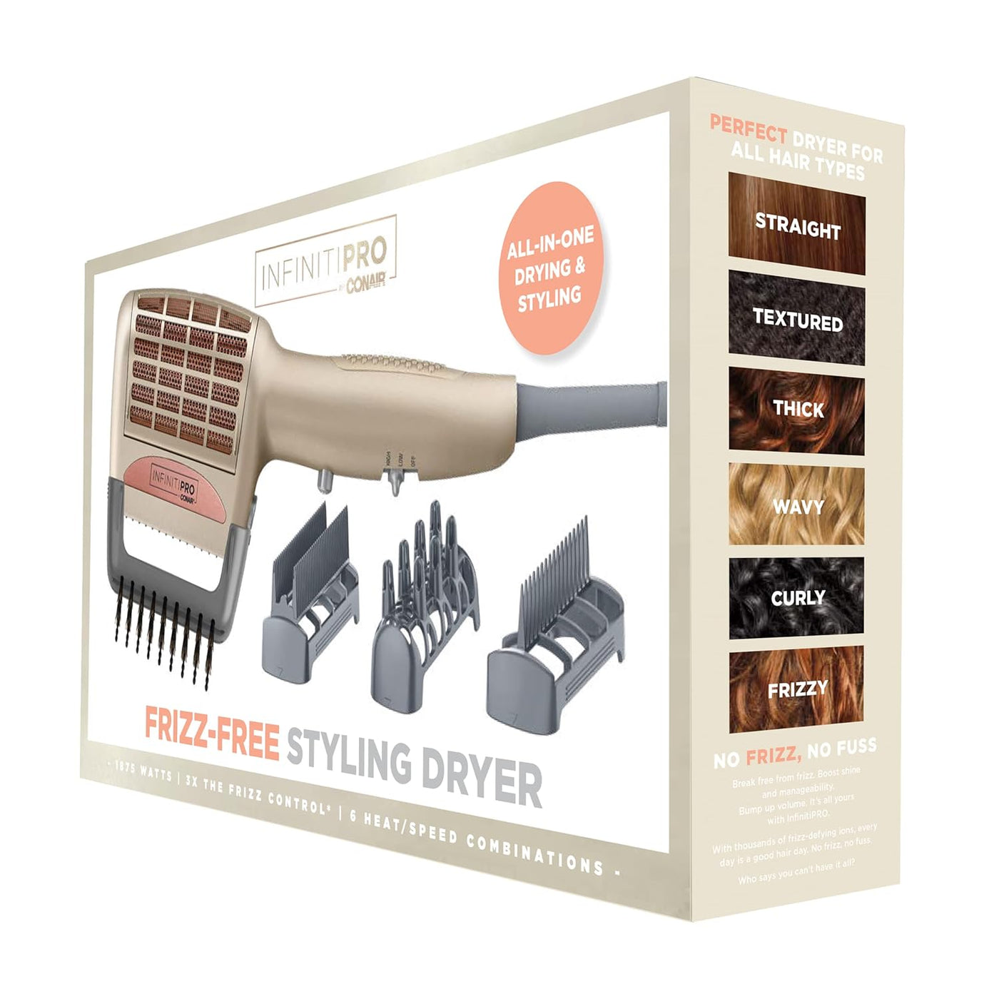 Conair INFINITIPRO - Secadora de cabello para peinar 4 en