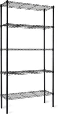 Amazon Basics Estantes de almacenamiento de alambre de acero resistentes ajustables con 5 estantes para garaje, cocina, fácil montaje, 36 x 14 x 72 pulgadas, color negro