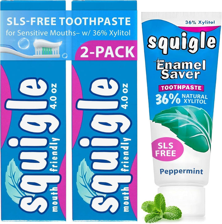 Pasta dental Squigle, menta, 4 onzas (Paquete de 2).
