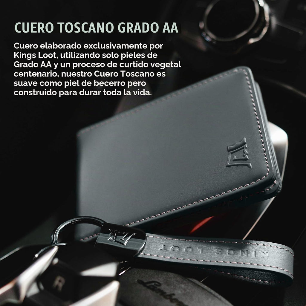 Kings Loot Cartera para hombres, bloqueo RFID, bolsillo para efectivo, Blue