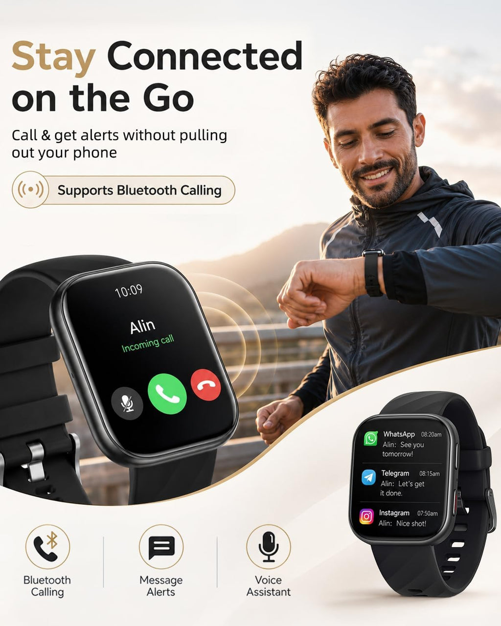 MorePro Reloj inteligente con monitor de ritmo cardíaco 24/7
