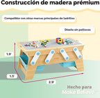 KidKraft Building Bricks Play N Store Wooden Table con 200+ Bricks, 3 Bins