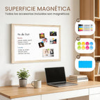 Pizarra blanca magnética para pared, 24 x 18 pulgadas, marco de madera