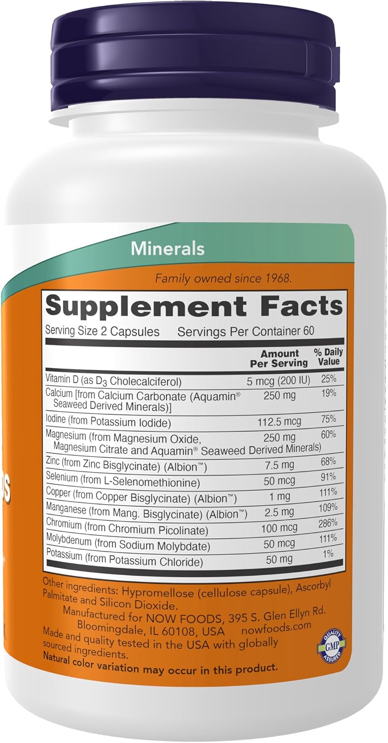 NOW Suplementos, cápsulas minerales de espectro completo, fórmula m...