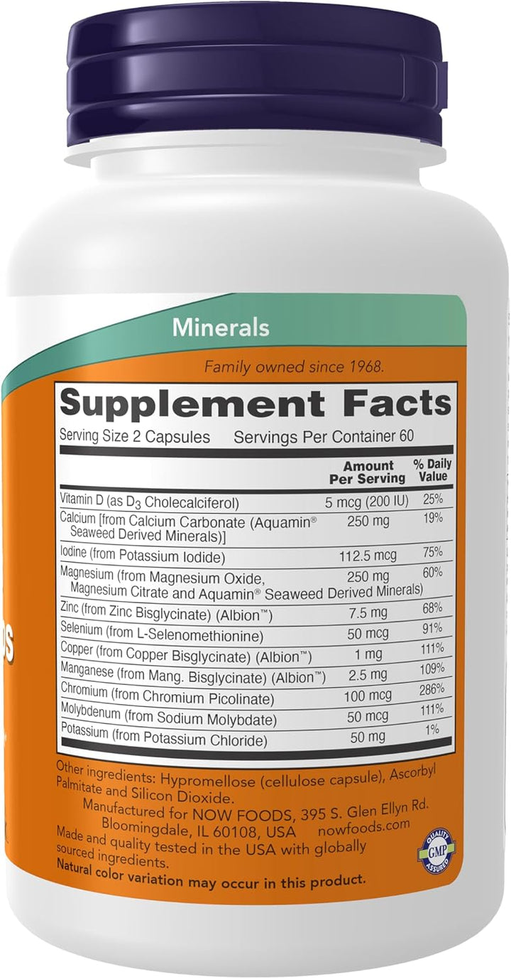 NOW Suplementos, cápsulas minerales de espectro completo, fórmula m...