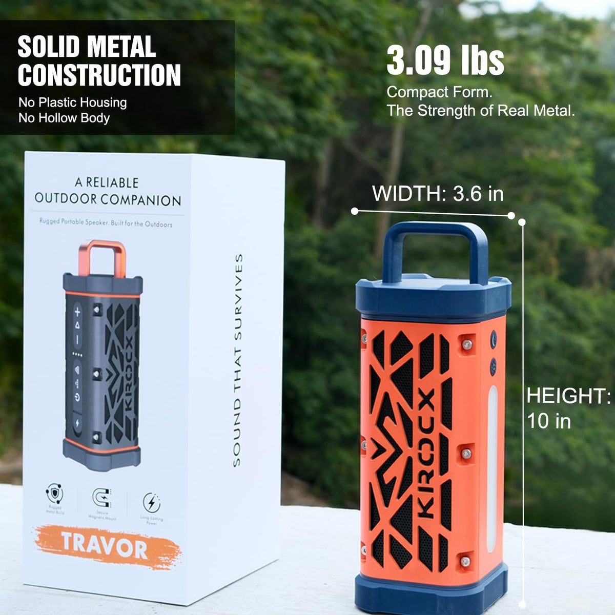 KROCX TRAVOR - Altavoz Bluetooth magnético, 45 W, resistente de alu...