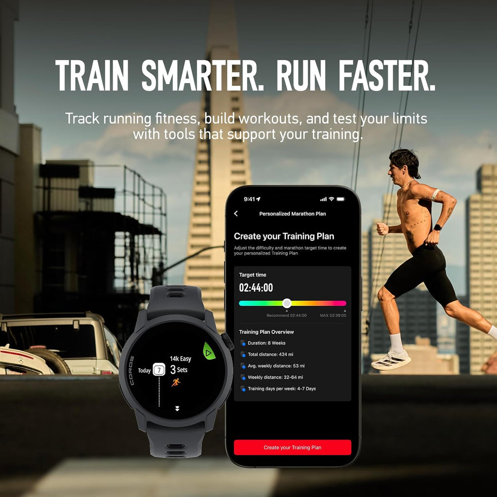 COROS Reloj GPS deportivo ultraligero PACE 4 (silicona negra, estándar)
