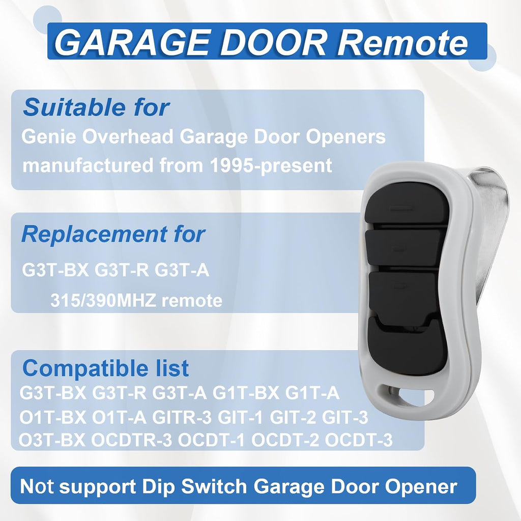 para el control remoto del sensor de la puerta del garaje Genie, compatible