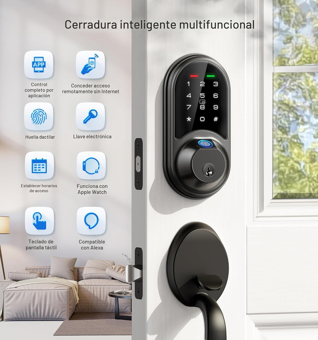 Veise RZ07 Cerradura inteligente de huellas dactilares, cerraduras...