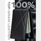 Billetera para hombre, delgada, con bloqueo RFID, de cuero