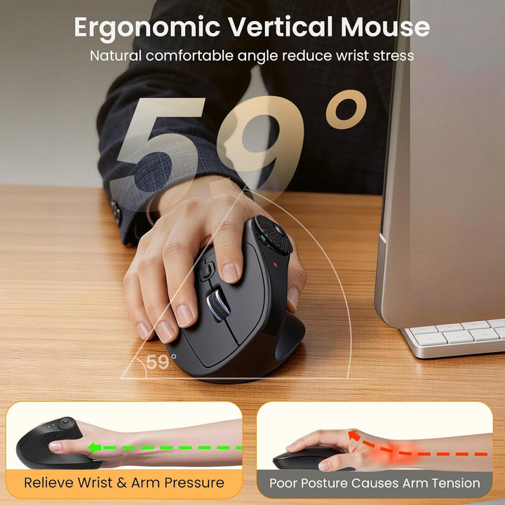 SABLUTE MAM51 Ratón ergonómico inalámbrico con rueda de desplazamie...