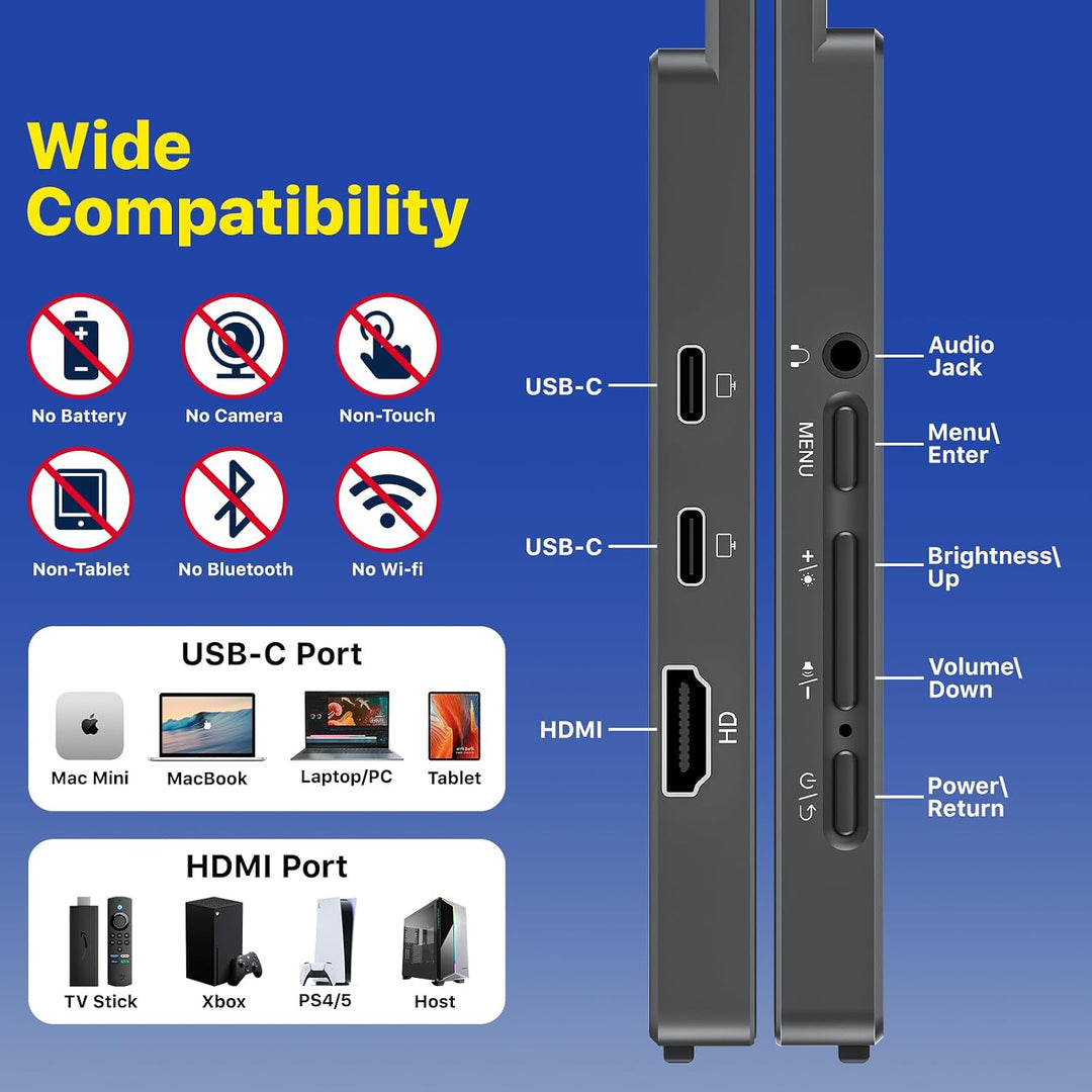 VisionOwl Monitor portátil para laptop, IPS USB-C HDMI segundo moni...
