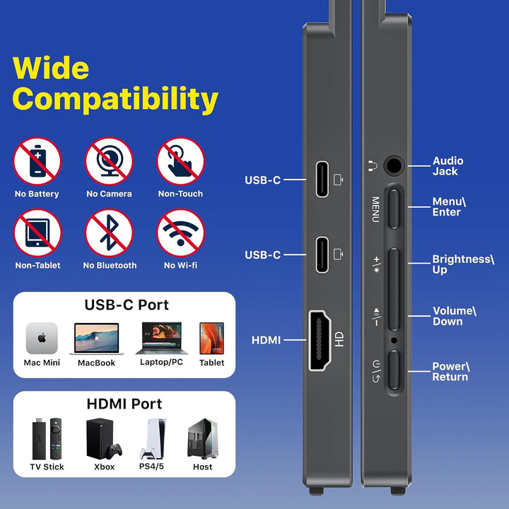 VisionOwl Monitor portátil para laptop, IPS USB-C HDMI segundo moni...